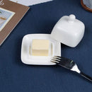 Rectangle Butter Dish with Lid, White  Domed Cheese Dish with Handle Individual Serving Mini Butter Tray, Cute Ceramic Dessert Serving Bowl for Table, Countertop, Refrigerator