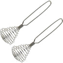 2pcs Mini French Spring Whisk, Silver Stainless Steel Spring Coil Whisk, Hand Eggbeater Egg Mixer Whisk Blender Stirring Beater