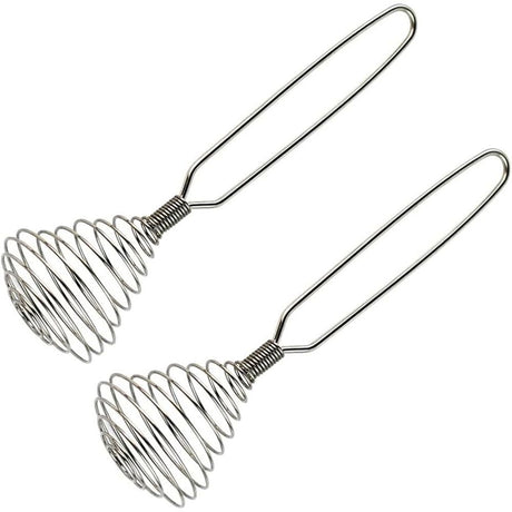 2pcs Mini French Spring Whisk, Silver Stainless Steel Spring Coil Whisk, Hand Eggbeater Egg Mixer Whisk Blender Stirring Beater