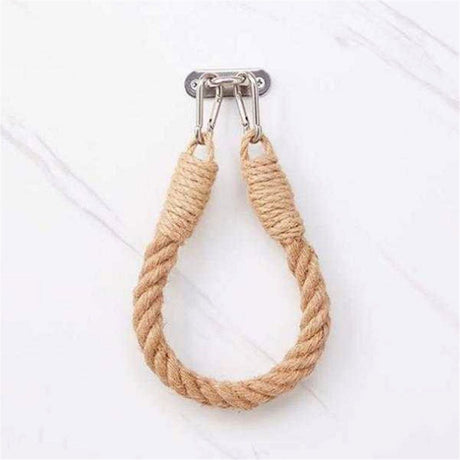 2pcs Rope towel ring, toilet paper holder self-adhesive hook retro home decoration curtain tie rope holder bathroom decoration Bohemian farmhouse (khaki)