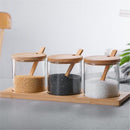Condiment Containers with lids 3 pack Seasoning Box Condiment Pots Jars with Spoons Container for Spice Salt Sugar Cruet