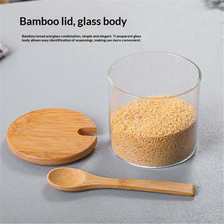 Condiment Containers with lids 3 pack Seasoning Box Condiment Pots Jars with Spoons Container for Spice Salt Sugar Cruet