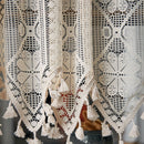 Retro  Curtain Valance for Kitchen  Boho Curtain Tiers for Coffee Decor Rod Pocket Farmhouse Short Curtains for Room Divider （beige150*60cm）