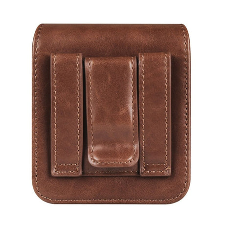 Cell Phone Waist Pouch Small Mobile Phone Waist Holder Leather Hiking Walking Carry Case Smartphone Waist Wallet Handbag，dark brown