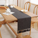 Tassel Table Runner, Linen Blend Rustic Farmhouse Style Kitchen Table Decoration Holiday Wedding Party Dinning Decor 33*143cm Black