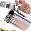 Stainless Steel Olive Oil Dispenser Bottle, Leak-Proof Cooking Oil Can, Drip Free Kitchen Dispenser Pot, Syrup Jar keeper, Storage Container with Lid, Easy to Fill and Clean (500ml)