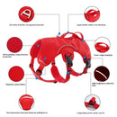 Multi-Use Support Dog Harness, Hiking and Trail Running, Service and Working, Everyday Wear, Red  M