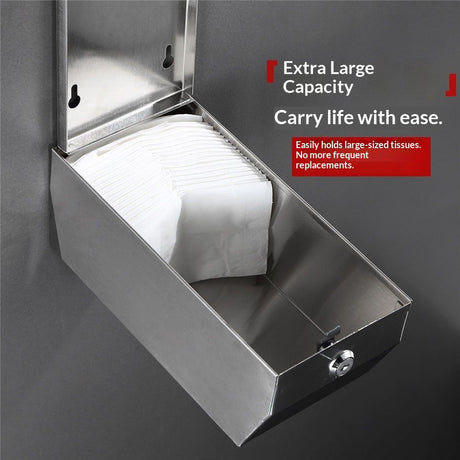Paper Towel Dispenser - 304 Grade Stainless Steel, Wall Mounted, High Capacity Dispenser for Commercial Bathrooms, Restrooms