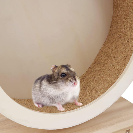Small Pets Exercise Wheel Hamster Wooden Mute Running Spinner Wheel Play Toy for Rat Gerbil Mice Chinchillas Hedgehogs Guinea Pigs （Small 15*8.5*17CM)