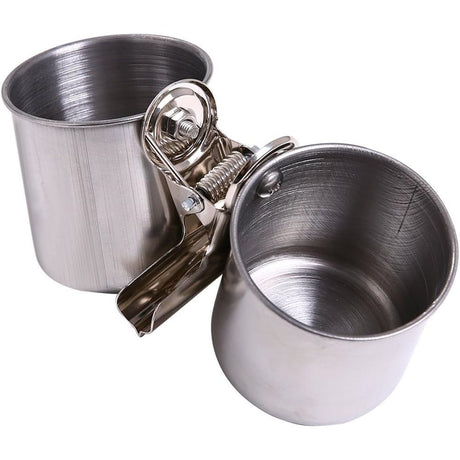 Bird Water Feeder Dishes Bird Bowl for Cage Coop Cups Parrot Food Hanging Pet Animal Stainless Steel Birdcage Bowls Feeding Perches Play Stand with Clamp