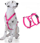 Explosion-Proof No-Pull H-Shaped Dog Harness Adjustable Nylon Chest Back Harness for Medium Large Dogs Escape-Proof Reflective Safe Walking（Rose red M）