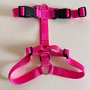 Explosion-Proof No-Pull H-Shaped Dog Harness Adjustable Nylon Chest Back Harness for Medium Large Dogs Escape-Proof Reflective Safe Walking（Rose red M）