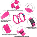 Explosion-Proof No-Pull H-Shaped Dog Harness Adjustable Nylon Chest Back Harness for Medium Large Dogs Escape-Proof Reflective Safe Walking（Rose red M）
