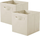 Basics Fabric Clothing Storage Bins - 27*27*28cm- Collapsible Storage Cubes Organizer with Handles, Linen Foldable Storage Baskets Cloth Box Containers, Closet Organizers 2pcs
