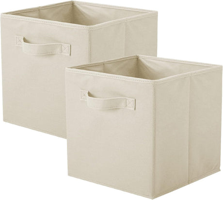 Basics Fabric Clothing Storage Bins - 27*27*28cm- Collapsible Storage Cubes Organizer with Handles, Linen Foldable Storage Baskets Cloth Box Containers, Closet Organizers 2pcs