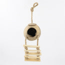 Hamster Coconut Cave Hide with Ladder, Reptile Coco Shell Hut Hideout, Gerbils Mice Small Animals House Pet Cage Habitat Decor