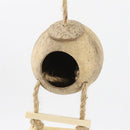 Hamster Coconut Cave Hide with Ladder, Reptile Coco Shell Hut Hideout, Gerbils Mice Small Animals House Pet Cage Habitat Decor