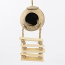 Hamster Coconut Cave Hide with Ladder, Reptile Coco Shell Hut Hideout, Gerbils Mice Small Animals House Pet Cage Habitat Decor