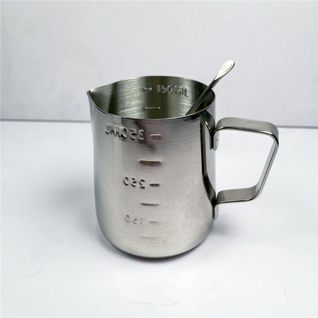 304 Stainless Steel Milk Frothing Pitcher 350ml+Pull flower needle, Espresso Steaming Pitcher with Decorating Pen for Espresso Machines, Cappuccino