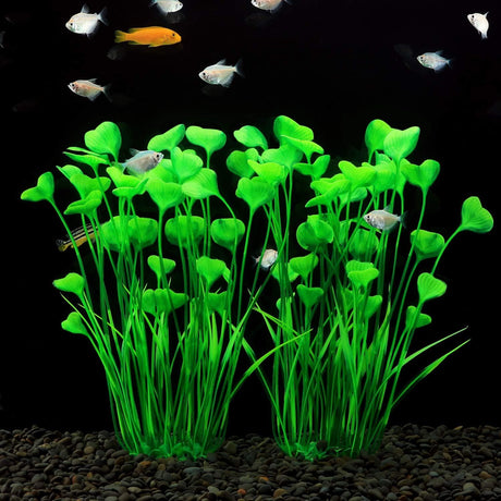 Plastic Fish Tank Plants, 2 Pack Artificial Tall Aquarium Plants for Fish Tank Decor,Fish tank landscaping decoration with aquatic plants  (Green)