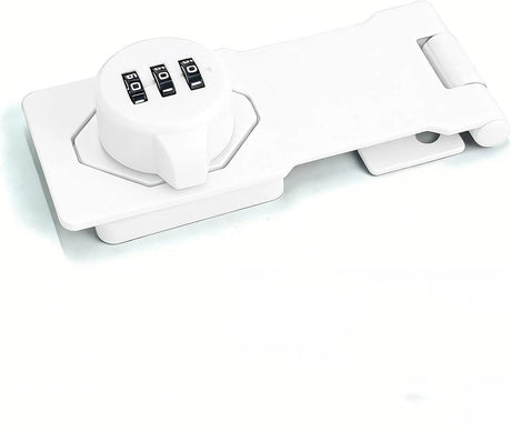 Mechanical Password Rotary Hasp Locks, Cabinet Locks with Combination, Door Security Latch for Small Barn Doors, Cabinets, Gate, Bathroom, Outdoor, Closet, Fence (3.5-inch two hole white screw installation)