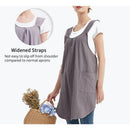 Drawing apron, female art student, artistic floral apron, coffee shop bookstore work uniform Linen Cotton Cross Back Pinafore Apron（grey）
