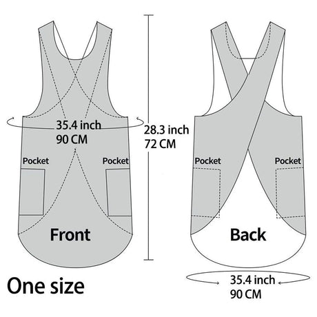 Drawing apron, female art student, artistic floral apron, coffee shop bookstore work uniform Linen Cotton Cross Back Pinafore Apron（grey）