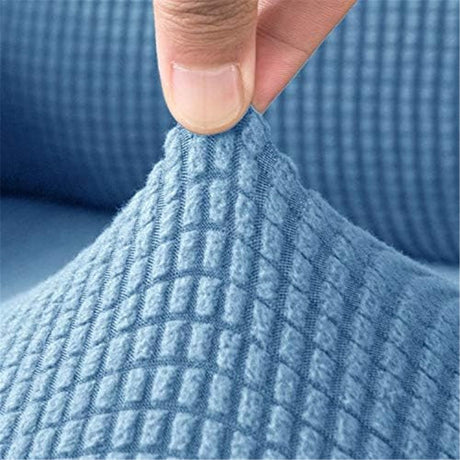2 Pcs Plaid Stretch Armrest Covers Solid Color Non-Slip Arm Covers for Chairs Couch Sofa Armchair Slipcovers for Recliner Sofa with Twist Pins, denim blue