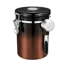 Coffee Canister for ground coffee with Date Tracker, 304 Stainless Steel Kitchen Food Airtight storage container for Coffee Beans or Grounds, Tea, Sugar(1.8L -Gradient)
