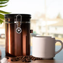Coffee Canister for ground coffee with Date Tracker, 304 Stainless Steel Kitchen Food Airtight storage container for Coffee Beans or Grounds, Tea, Sugar(1.8L -Gradient)