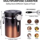Coffee Canister for ground coffee with Date Tracker, 304 Stainless Steel Kitchen Food Airtight storage container for Coffee Beans or Grounds, Tea, Sugar(1.8L -Gradient)