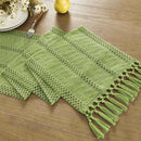 Cotton and linen table flag knotted tassel, Green Table Runners , Farmhouse Woven Home Decor, 30*140cm, Green
