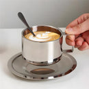 Stainless Steel Coffee Cup Set,, three piece set  Insulated Coffee Cup Set Double Walled Mugs Milk Tea With Spoon Saucer for Coffee Latte Tea Milk