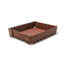 PU Leather Valet Tray Nightstand Desk Organizer for Men Women Home Office Phone Watch Jewelry Glasses Keys Coins Storage（Light brown large size）