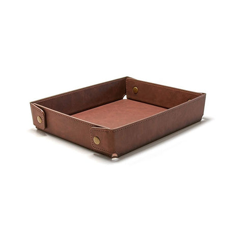 PU Leather Valet Tray Nightstand Desk Organizer for Men Women Home Office Phone Watch Jewelry Glasses Keys Coins Storage（Light brown large size）
