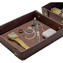 PU Leather Valet Tray Nightstand Desk Organizer for Men Women Home Office Phone Watch Jewelry Glasses Keys Coins Storage（Light brown large size）