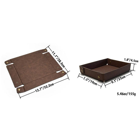 PU Leather Valet Tray Nightstand Desk Organizer for Men Women Home Office Phone Watch Jewelry Glasses Keys Coins Storage（Light brown large size）
