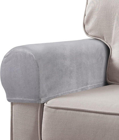 2Pcs Stretch Fabric Armrest Covers Anti-Slip  Recliner Armchair Couch Armrest Protector Furniture Protector Armchair light gray
