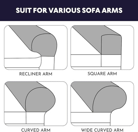 2Pcs Stretch Fabric Armrest Covers Anti-Slip  Recliner Armchair Couch Armrest Protector Furniture Protector Armchair light gray