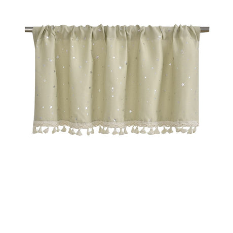 Kitchen Valance Curtain Star Pattern Short Cafe Curtain for and Cabinets Lightweight Easy to Install Boho Decor（beige 76cm*60cm）