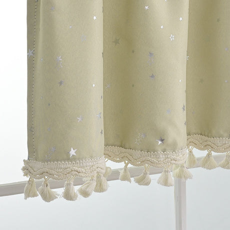 Kitchen Valance Curtain Star Pattern Short Cafe Curtain for and Cabinets Lightweight Easy to Install Boho Decor（beige 76cm*60cm）