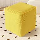 Square Cover  Stretch Polyester Washable Elastic Foot Stool Foot Rest Protector for Living Room Bedroom（Yellow-30*30*30）