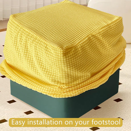 Square Cover  Stretch Polyester Washable Elastic Foot Stool Foot Rest Protector for Living Room Bedroom（Yellow-30*30*30）