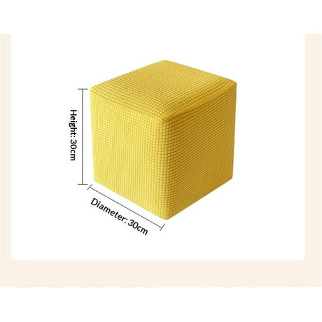 Square Cover  Stretch Polyester Washable Elastic Foot Stool Foot Rest Protector for Living Room Bedroom（Yellow-30*30*30）