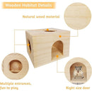 Pet Totoro Cabin - Natural Wooden Small Animal Hiding Place for Totoro Squirrels Square Evacuation House