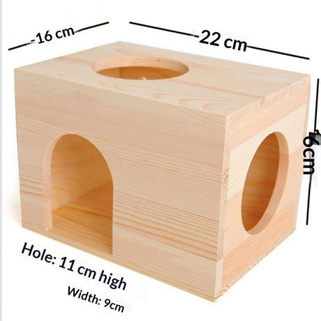 Pet Totoro Cabin - Natural Wooden Small Animal Hiding Place for Totoro Squirrels Square Evacuation House