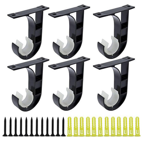 Curtain Rod Brackets 6pcs Black Curtain Rod Holder for Drapery Rod with Diameter Window Drapery Rod Bracket Installed to The Ceiling Only