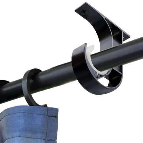 Curtain Rod Brackets 6pcs Black Curtain Rod Holder for Drapery Rod with Diameter Window Drapery Rod Bracket Installed to The Ceiling Only