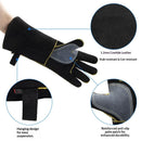 Fireproof Gloves Heat & Fire Resistant Leather Welding Gloves Non Slip Mitts for Fireplace, Stove, Oven, Grill, Welding, BBQ, Pot Holder, Animal Handling（14in）