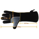 Fireproof Gloves Heat & Fire Resistant Leather Welding Gloves Non Slip Mitts for Fireplace, Stove, Oven, Grill, Welding, BBQ, Pot Holder, Animal Handling（14in）